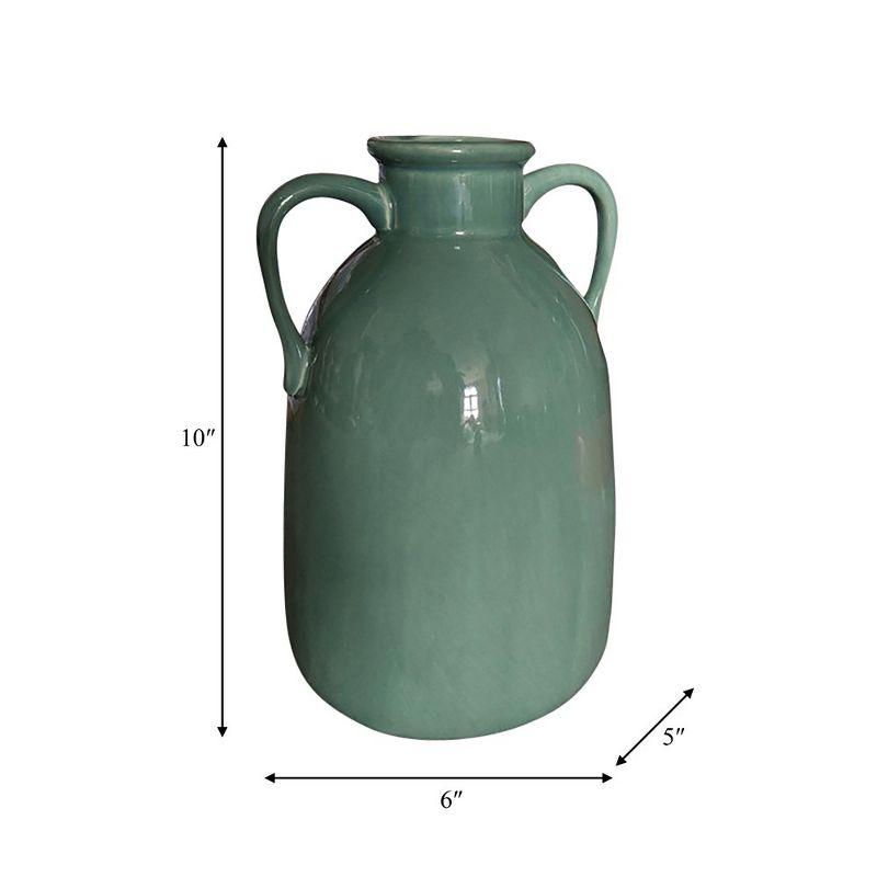 Sagebrook Home 10" Ceramic Vase with Handles Creative Contemporary Eared Vase For Decorative Home