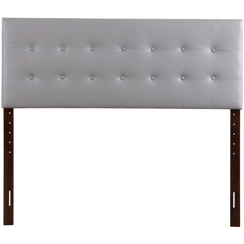 Light Grey Full Upholstered Tufted Leather Headboard