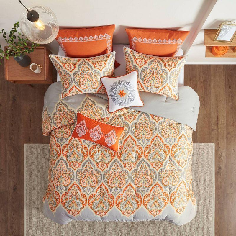 Full/Queen Orange Cotton Sateen Comforter Set