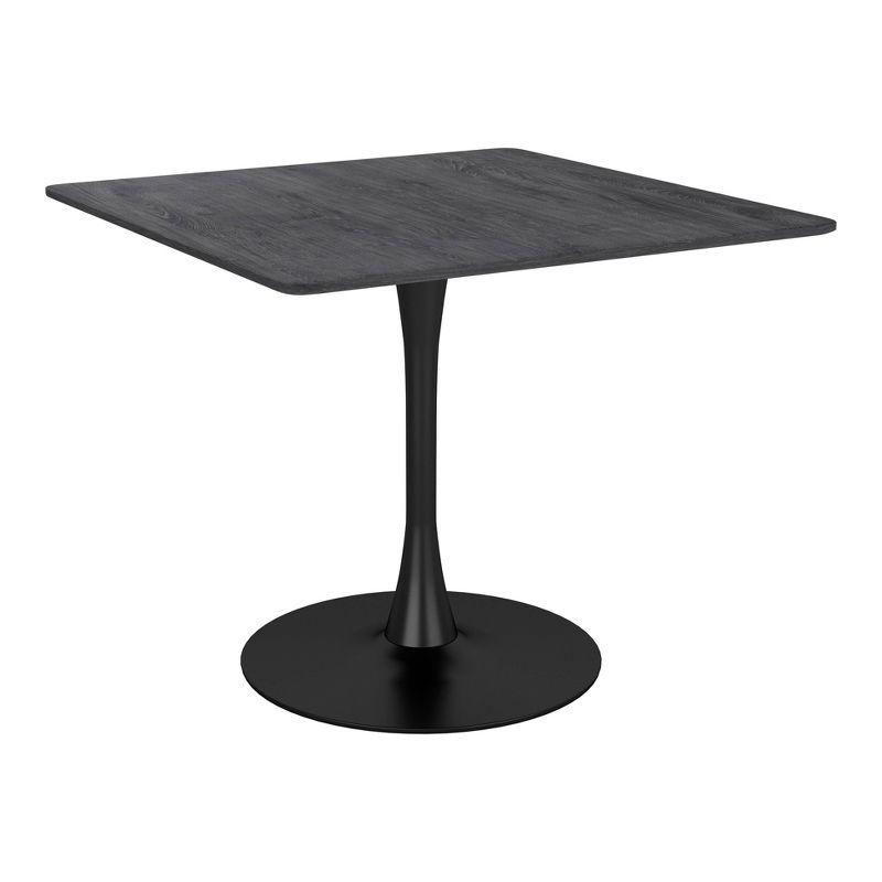 Black Square Wood and Metal Pedestal Dining Table