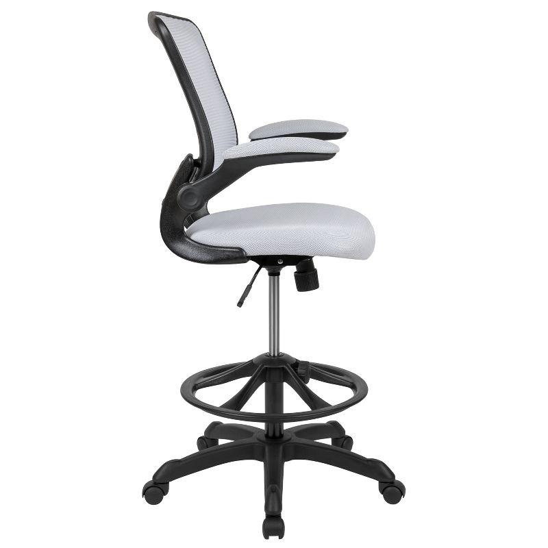 Flash Furniture Mid-Back Mesh Ergonomic Drafting Chair with Adjustable Foot Ring and Flip-Up Arms