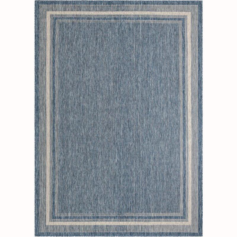 Unique Loom 10' 0 x 14' 0 Rectangle Indoor/Outdoor Border Blue Area Rug