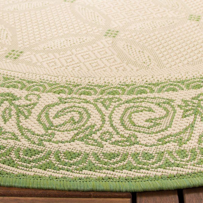 Courtyard CY1502 Power Loomed Indoor and Outdoor Area Rug - Natural/Olive - 5'3" Round - Safavieh