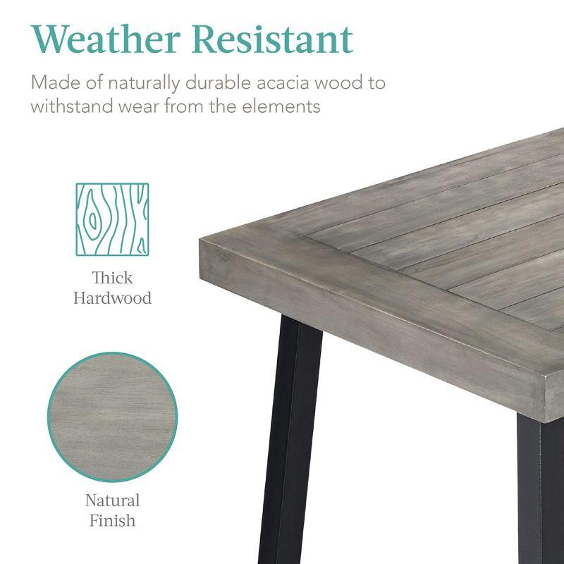 Best Choice Products 6-Person Indoor Outdoor Patio Rustic Acacia Wood Picnic Dining Table w/ Metal Legs - Weathered Gray