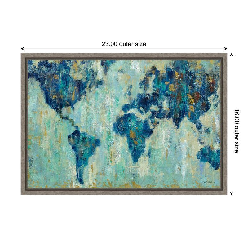 Amanti Art Map of the World by Silvia Vassileva Canvas Wall Art Print Framed 23-in. x 16-in.