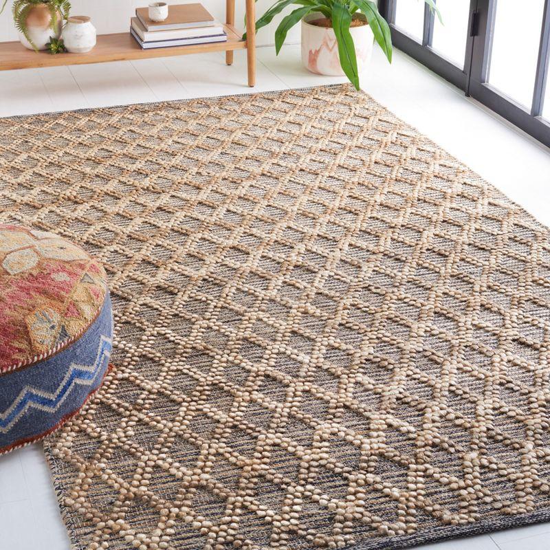 Handmade Natural Fiber Flat Weave Area Rug in Light and Dark Grey