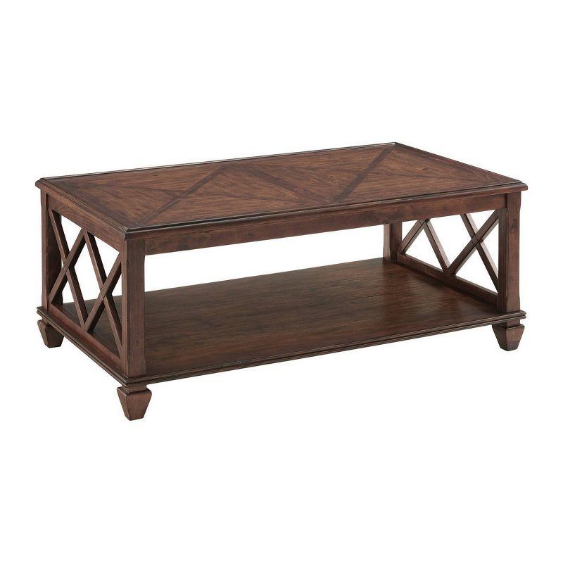 45" Bridgton Wood Coffee Table Cherry - Alaterre Furniture: Mid-Century Modern, Lower Shelf