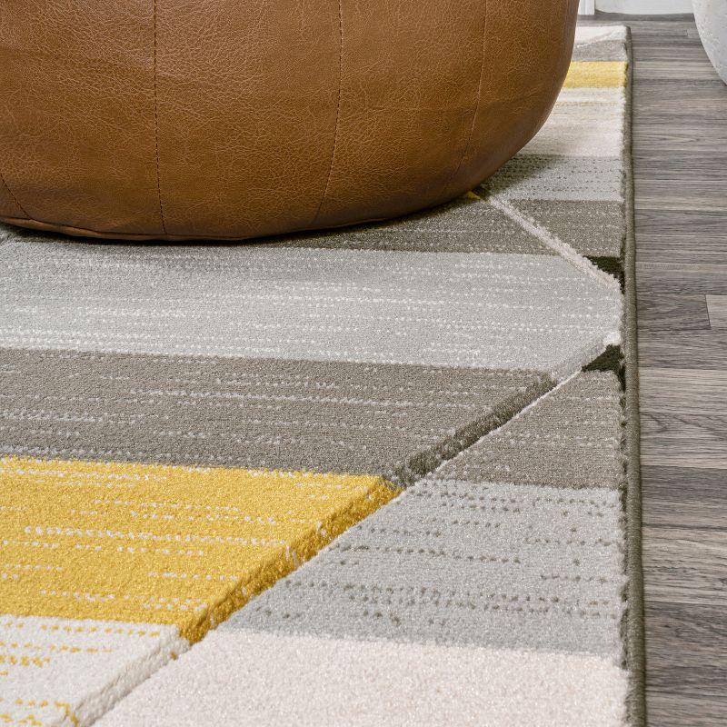 Kehoe Yellow and Gray Geometric Diamond Area Rug