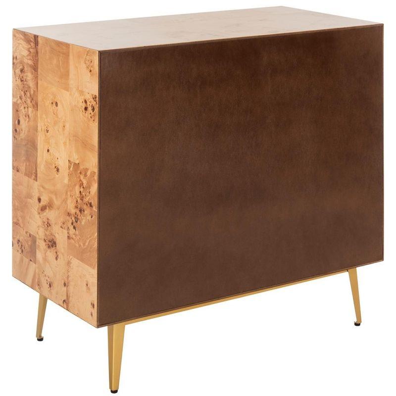 Katia 32" Natural Wood and Gold 3-Drawer Chest