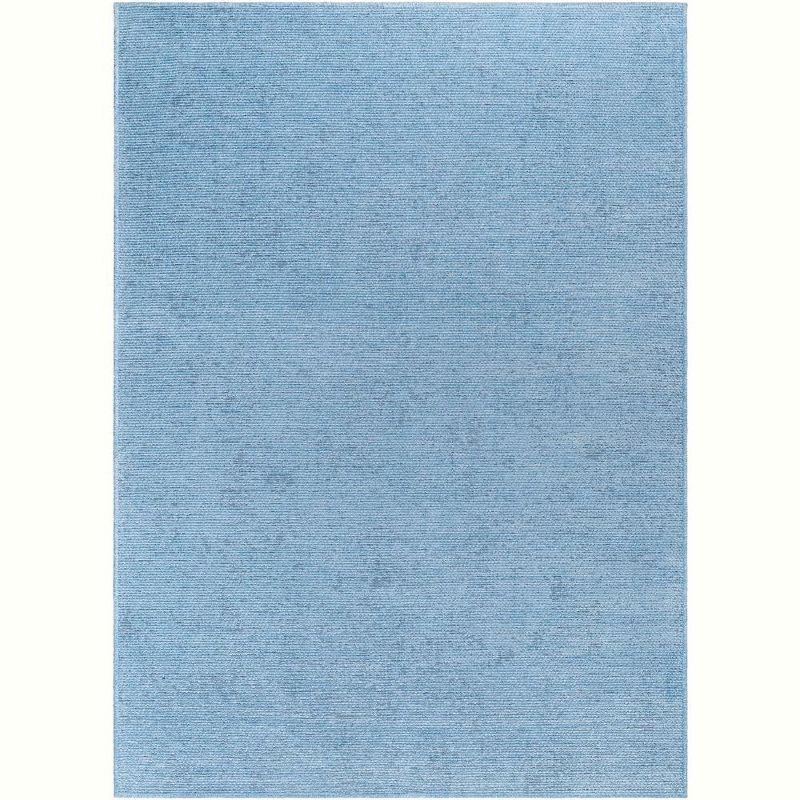 Tobey Pale Blue Washable Chenille Area Rug 5'3" x 7'