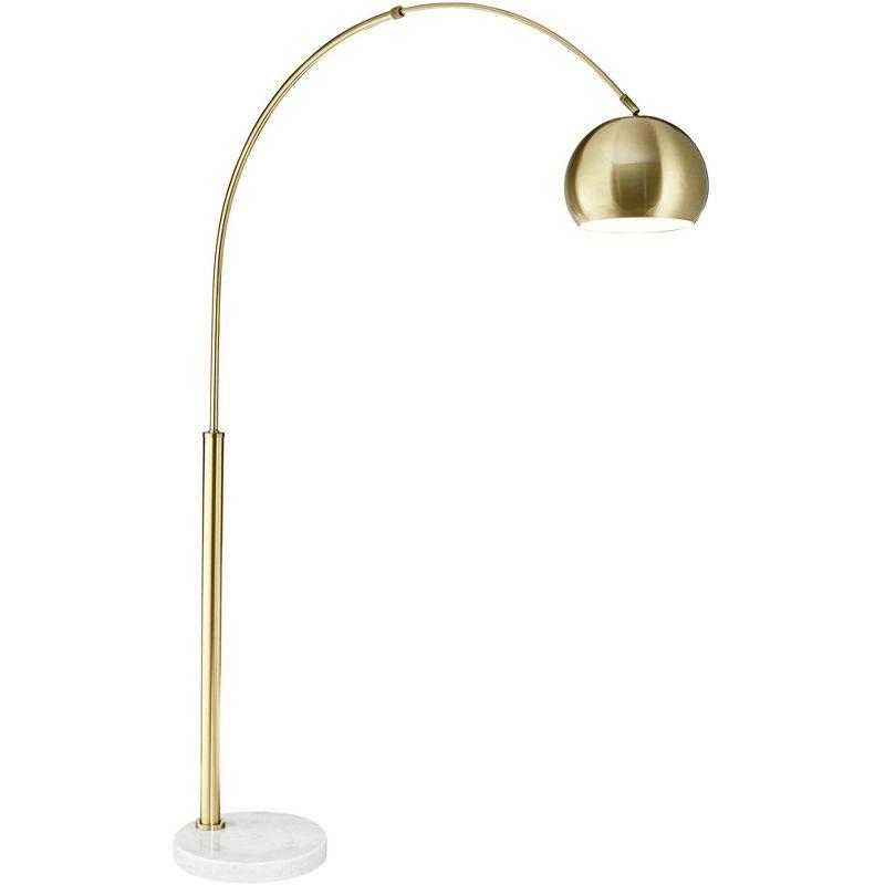 Gold Adjustable Arc Floor Lamp with Marble Base