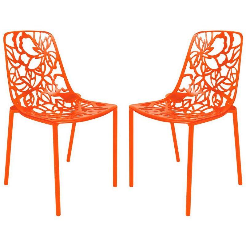 LeisureMod Devon Modern Aluminum Outdoor Stackable Dining Chair Set of 2 with Weather-Resistant Finish, Durable Frame for Patio, Garden, or Poolside