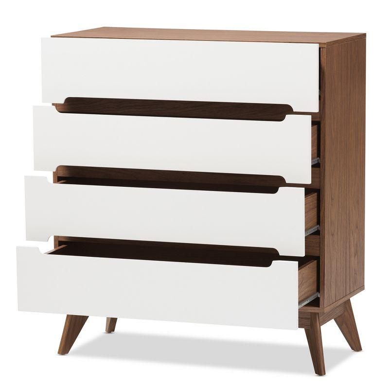 Calypso Mid-Century Modern Wood 4 Drawer Storage Chest Brown - Baxton Studio: Sleek Scandinavian Design, Space-Saving