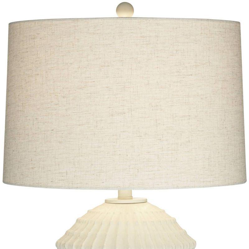 360 Lighting Hopewell 30" Tall Large Coastal Modern End Table Lamp Ridge Pattern White Single Living Room Bedroom Bedside Nightstand House Office