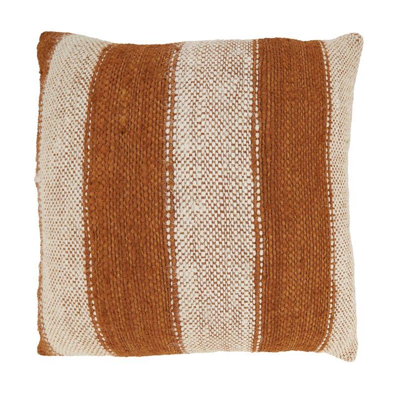 Saro Lifestyle Shabby Chic Stripe Throw Pillow Cover, Orange, 20"x20"