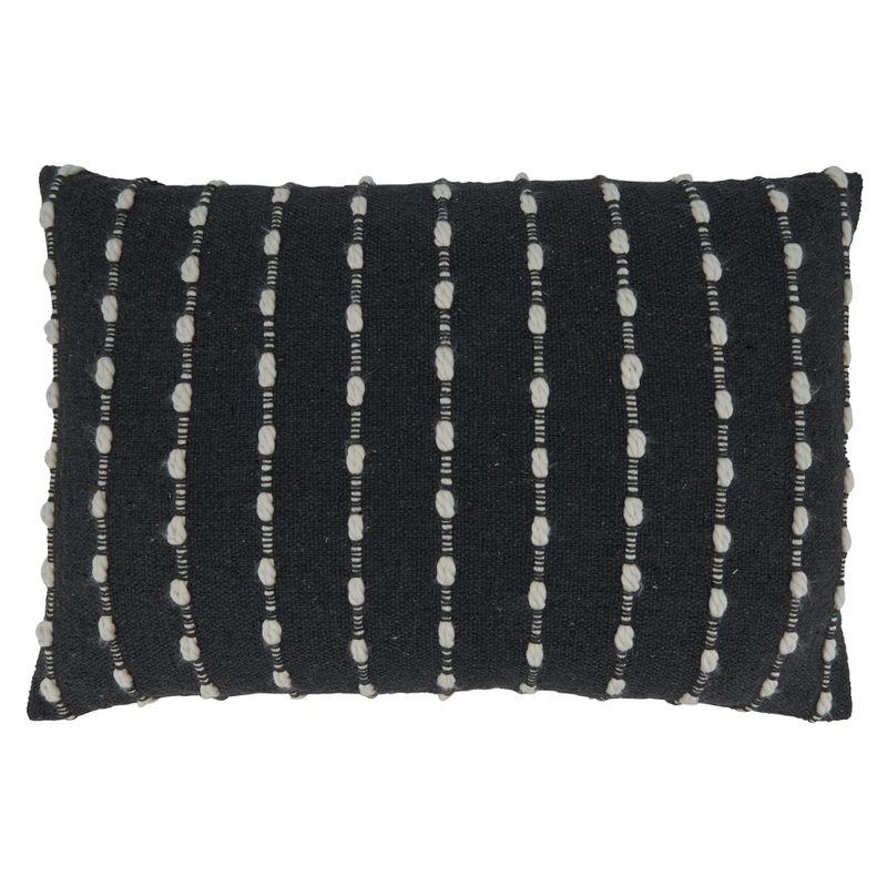 Black and White Cotton Striped Decorative Pillow Cover