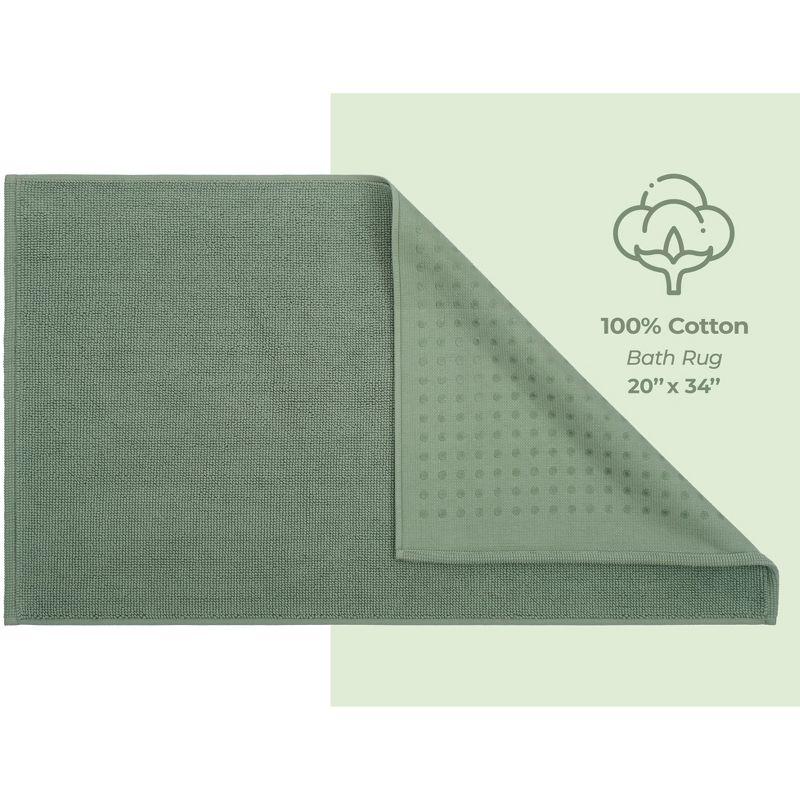 American Soft Linen 100% Cotton Turkish Bath Mat Rugs, Slip Resistant Bottom Base Bath Mats for Bathroom