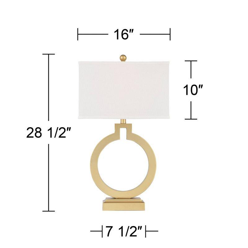 360 Lighting Modern Table Lamps 28 1/2" Tall Set of 2 with USB Charging Port Brushed Gold Open Ring White Shade for Bedroom Living Room House Bedside