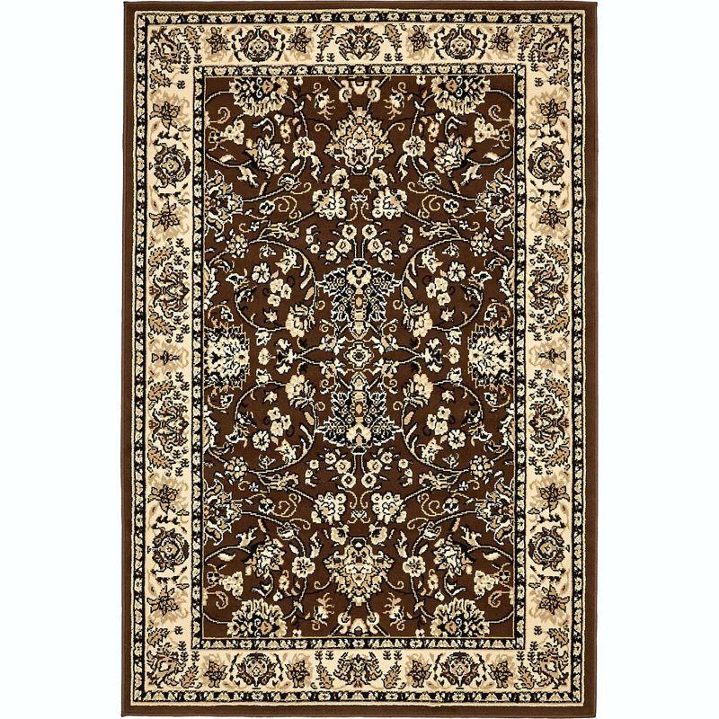 Easy-Care Reversible Brown/Ivory Synthetic 4' x 6' Area Rug