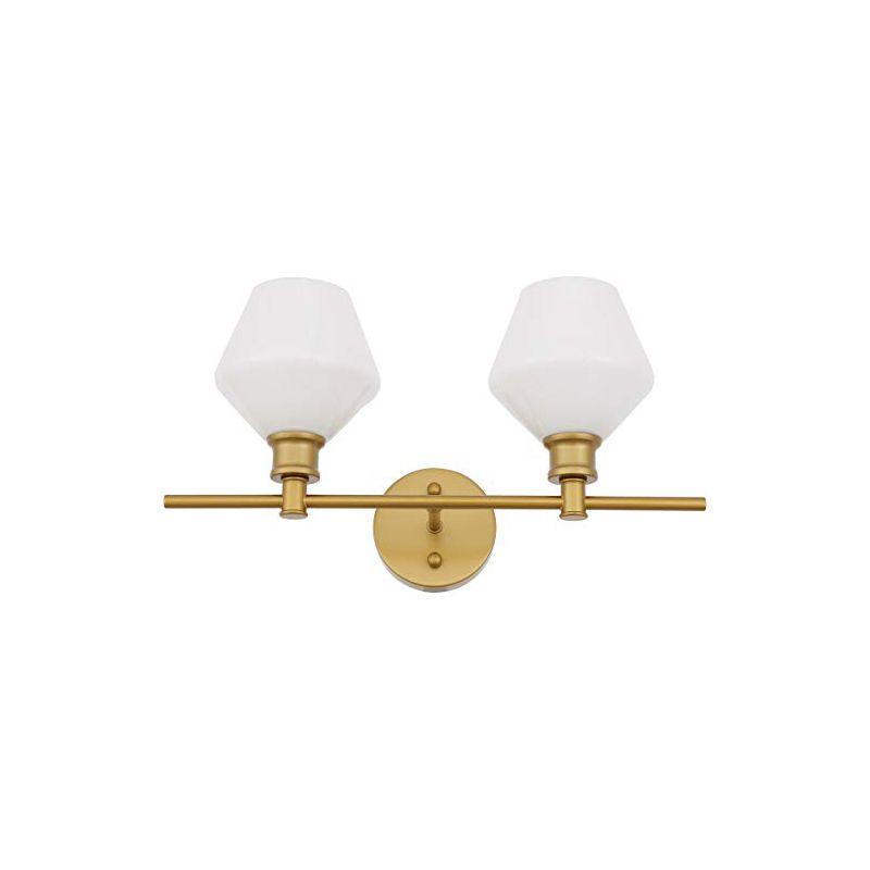 Elegant Lighting Gene 2 light Brass and Frosted white glass Wall sconce