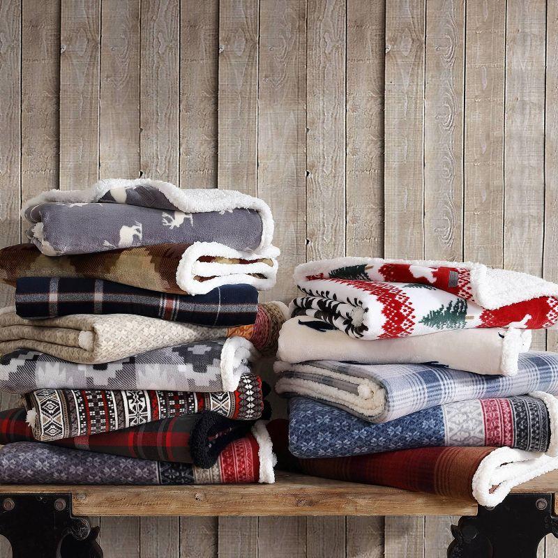 Eddie Bauer Printed Plush Fleece/Sherpa Oversized Throw Blanket