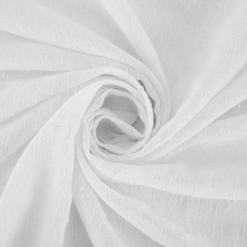 63"x52" Crushed Texture Anti-Dust Sheer Curtain Panel White - Clean Window: Modern Linen Slub Rod Pocket