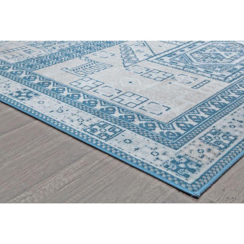 Rugs America Freida FY60A Azure Vintage Farmhouse Area Rug for Dining Room Rug Neutral Rug Living Room Rug Kitchen, 5'x7'