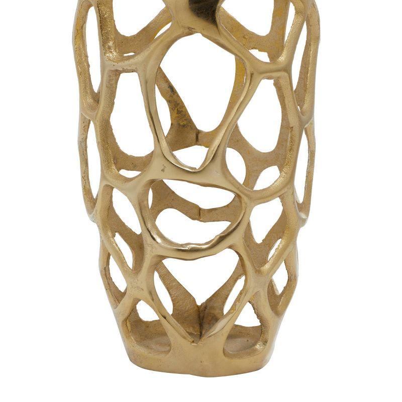 31" Gold Aluminum Net-Inspired Decorative Floor Vase