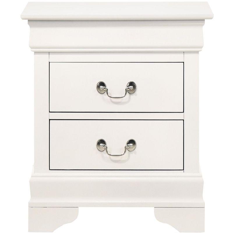 White Wood Louis Philippe 2-Drawer Nightstand