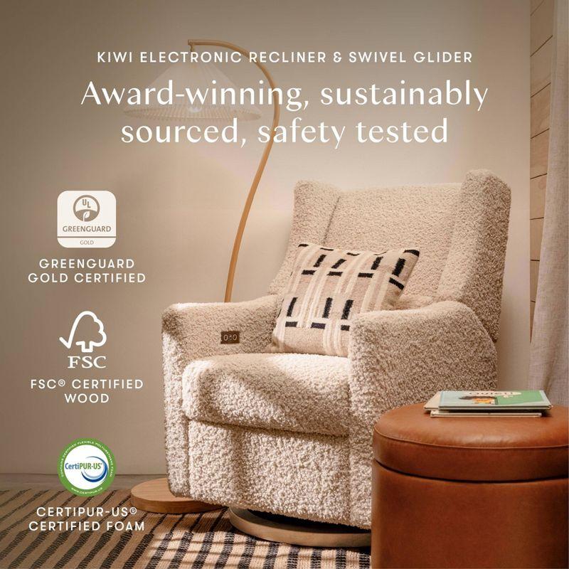 Babyletto Kiwi Almond Teddy Loop Nursery Power Glider Recliner Chair with Light Wood Base