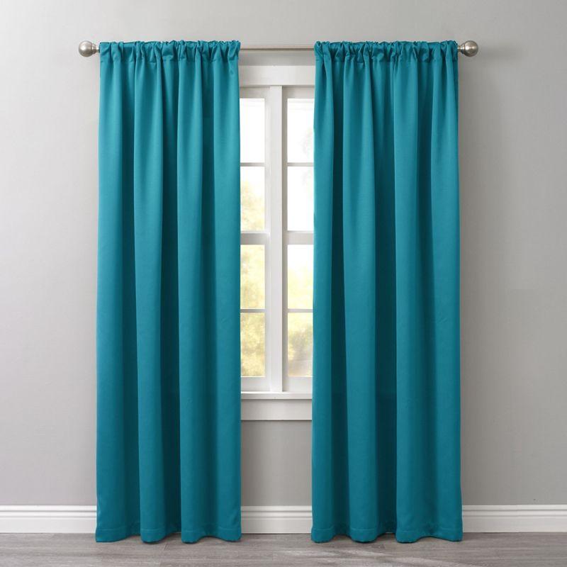 BrylaneHome BH Studio Room-Darkening Rod-Pocket Panel - 54" W 84" L, Teal