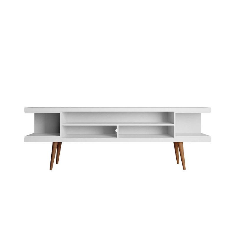 Streamlined White Matte Utopia 70'' TV Stand with Open Shelves