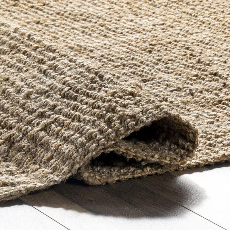 Nuloom 4 Square Daniela Jute Tassel Hand Woven Indoor Area Rug, Natural, Solid Chunky Farmhouse Design, Natural Fiber BedroomLiving Room