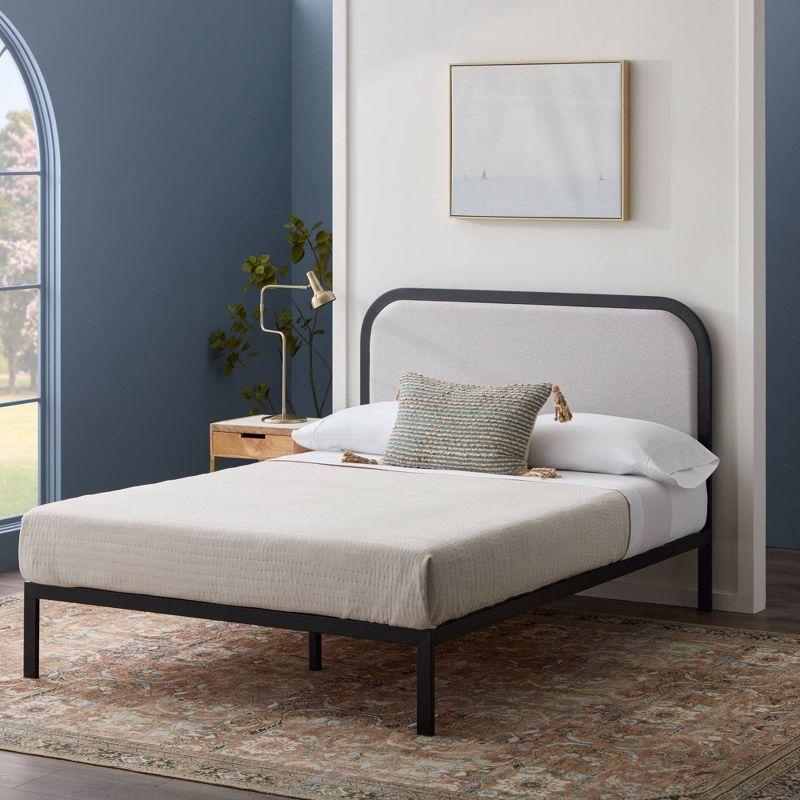 Molly Metal Bed Frame with Rounded Upholstered Headboard - Brookside Home