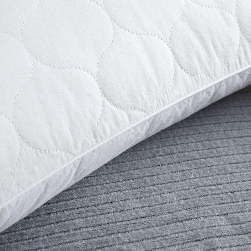 Peace Nest Goose Feather Down Pillow White Quilted Cotton Cover Set of 2, WaterDrop, Standard/Queen