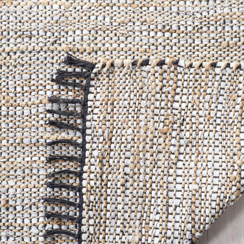 Vintage Leather VTL203 Hand Woven Indoor Area Rug - Silver - 6'x6' - Safavieh