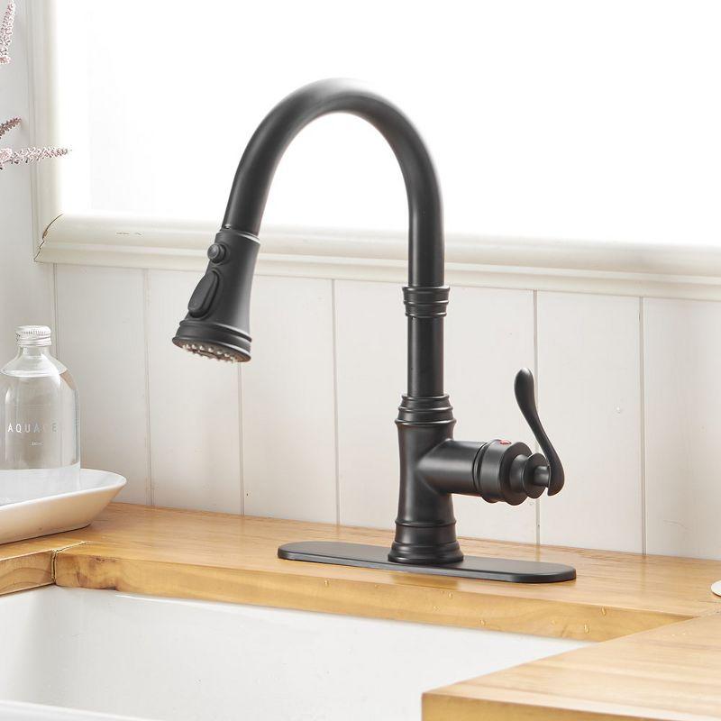 BWE Single-Handle Pull-Down Sprayer 3 Spray High Arc Kitchen Faucet With Deck Plate