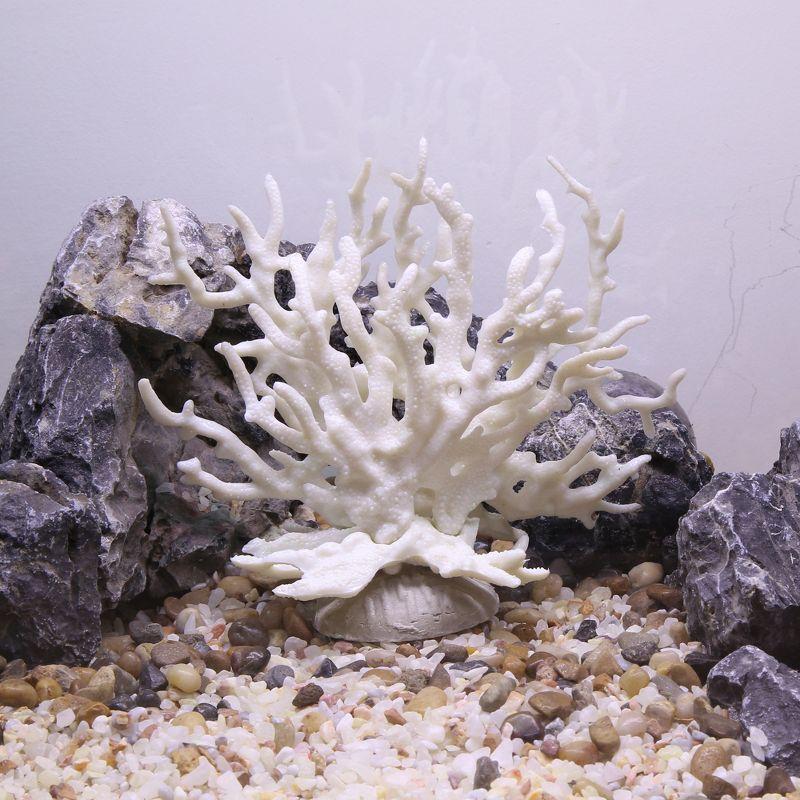 Unique Bargains Colorful Coral Reef Decor Mini Faux Coral Decor for Aquarium Decorations 6.5"x5.83" 1 Pcs White