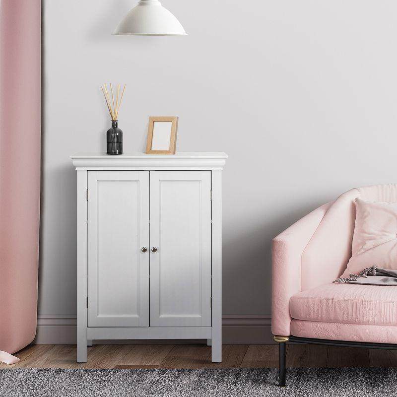 White Two-Door Cabinet with Adjustable Shelving