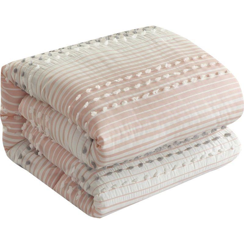 Clarion Pink 7 Piece Chic Striped Comforter Set