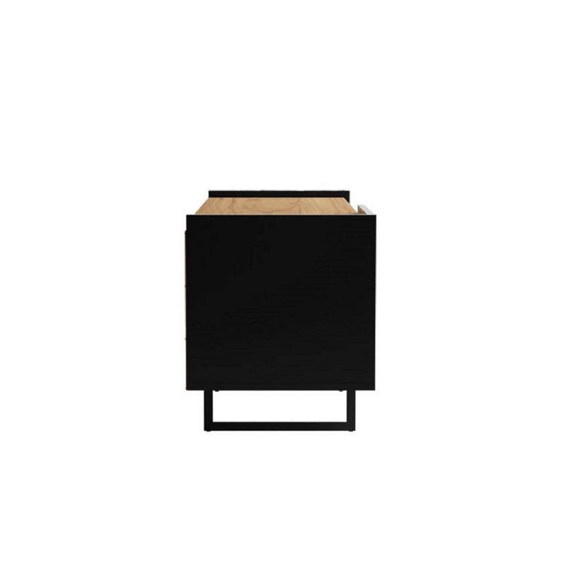 Winston TV Stand for TVs up to 50" Black/Cinnamon - Manhattan Comfort: Mid-Century Design, Cable Management