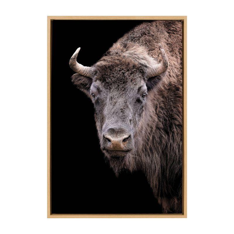 Natural Framed American Bison Canvas Wall Art, 23x33