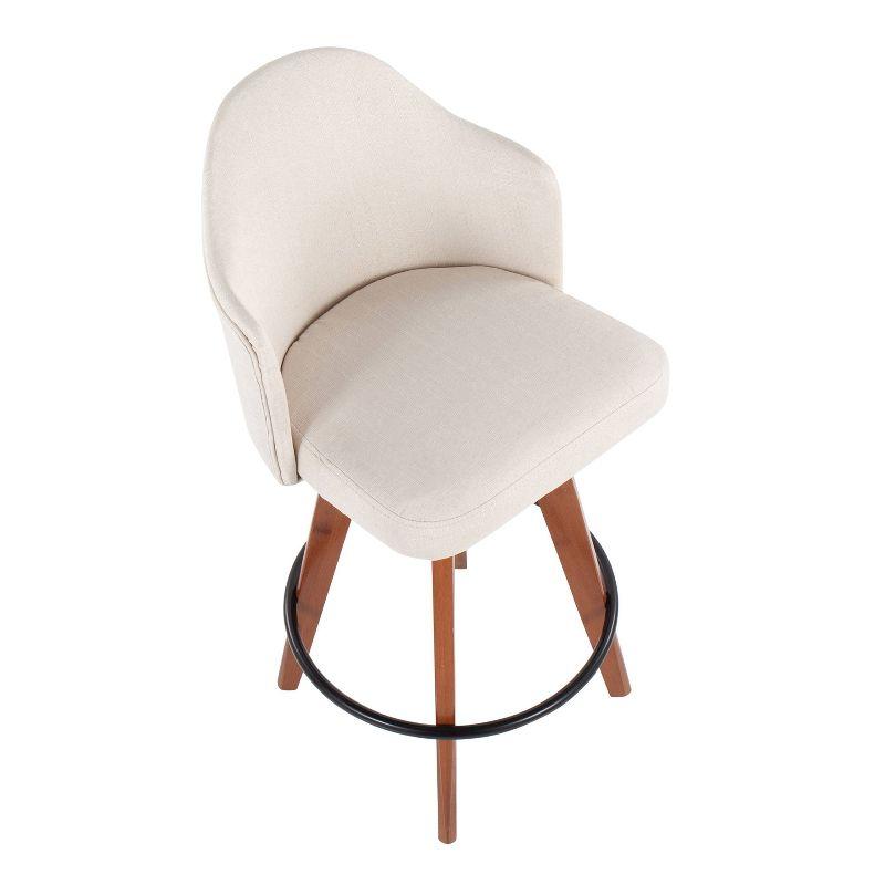Set of 2 Ahoy Bamboo/Polyester/Metal Counter Height Barstools Walnut/Cream/Black - LumiSource