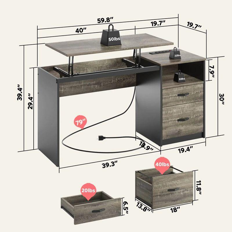 Bestier 60 Inch Home Office Desk with Power OutLets Rustic Brown
