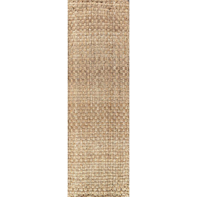 Ivory Braided Handwoven Jute Boucle Runner Rug - 2x8 Feet