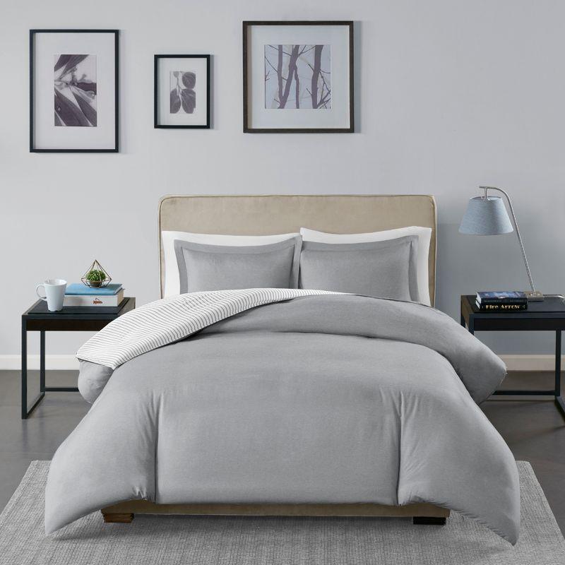 Hayden Twin Gray Microfiber Reversible Duvet Cover Set