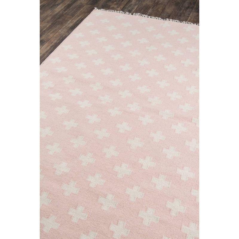 Novogratz Topanga Reversible Handwoven Flatweave Wool Pink/White Area Rug & Reviews | AllModern
