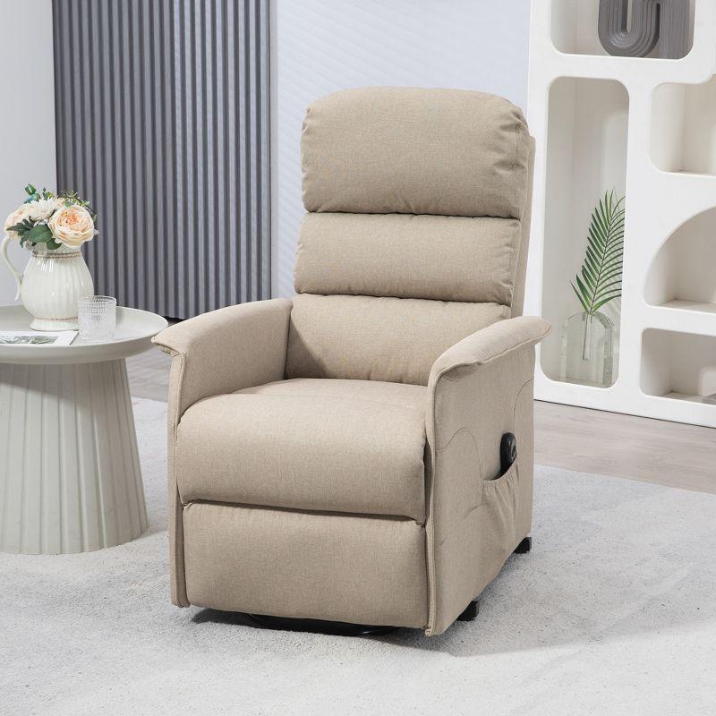 HOMCOM Power Lift Assist Recliner Chair for Elderly with Remote Control, Linen Fabric Upholstery