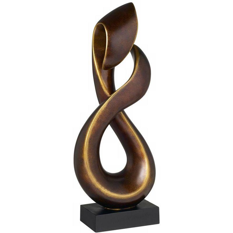 Dark Gold Resin Infinity Sculpture with Black Stand