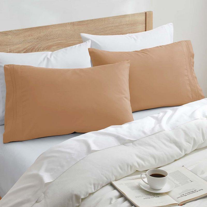 Mocha Light Brown Microfiber Standard/Queen Pillowcases Set